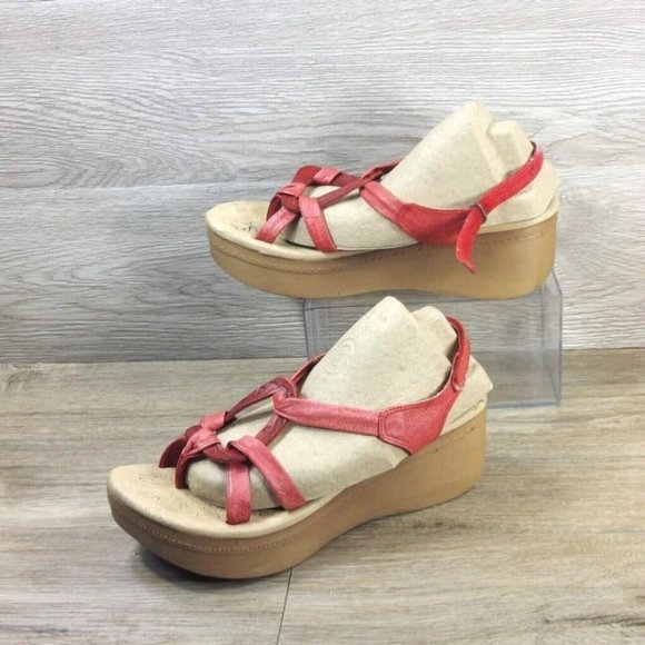 Vintage Women 2.25" Platform Sandal Red Strappy 70's Boho Hippie Style Sandals - Picture 10 of 10